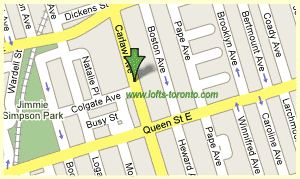Location of Wrigley hard lofts in converted chewing gum factory in Toronto