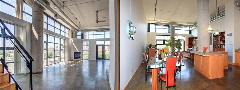 Polished concrete floors are found in many of the units. Bedrooms are often above the living area, and upper level lofts have their private rooftop terraces.