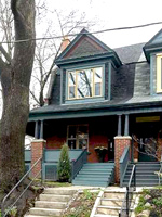 Two storey semi-detached houses in Roncesvalles Village are often fairly wide