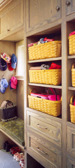 Baskets are ideal for storage, especially if closets in your house have some open shelves