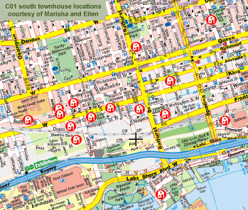 Location of condo townhouses in Toronto downtown west