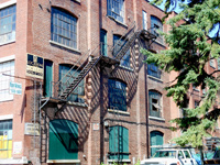 Many old factories on Sorauren were converted into trendy hard loft condos